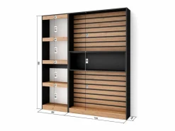 Librería estantería, 170x25x186cm, Salón - Comedor - Oficina, Con Almacenaje, Roble y negro < Skraut Home Online