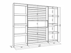 Librería estantería, 230x25x186cm, Salón - Comedor - Oficina, Con Almacenaje, Roble y negro < Skraut Home Sale