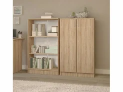Consola Escritorio * Librería haaus Flint, 2 puertas, Roble Sonoma, 70 x 32 x 122 cm Beige