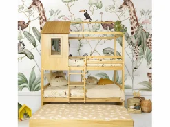 Cama Litera | Litera + cama de arrastre madera pino 90x190/90x190cm
