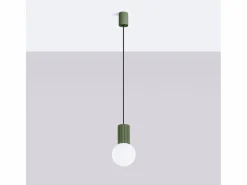 Lámpara Colgante Halo Moderno De Aluminio/Vidrio - 1 Fuentes Luminosas - L.12 X A.120 Cm - Oliva < Sollux Lighting Hot