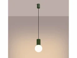 Lámpara Colgante Halo Moderno De Aluminio/Vidrio - 1 Fuentes Luminosas - L.12 X A.120 Cm - Oliva < Sollux Lighting Hot