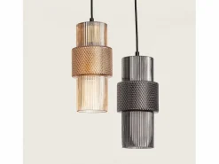 Ledkia Lámpara Suspendida * Lámpara Colgante Metal y Cristal Berila Ámbar Blanco