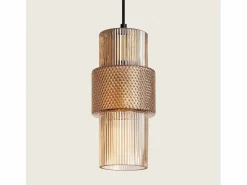 Ledkia Lámpara Suspendida * Lámpara Colgante Metal y Cristal Berila Ámbar Blanco