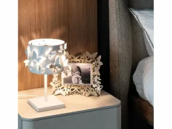 Lámpara De Mesa | Lámpara de mesa Farfallosa 20x20x37,2 cm de hierro perforado con mariposas en relieve Efecto de luz decorativa Casquillo E27 Made in Italy Beige