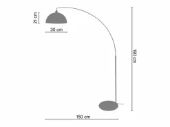 TOSEL Lámpara De Pie | Lámpara de Pie ,metal,Negro ,A 190x D150xP40cm