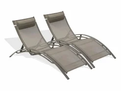 Dcb Garden Tumbona * Lote de 2 tumbonas de aluminio y lona plastificada Camel