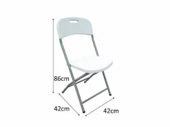 Lote de 2 sillas plegables blancas sin reposabrazos de acero con pintura en polvo 42x42x87 cm, estructura robusta Ø19 mm < Outlet