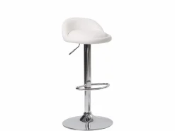 Kayelles Muebles De Bar|Taburete Alto * Lote de 2 taburetes de bar para cocina, asiento de cuero sintético, respaldo bajo, giratorio, altura ajustable, base de cromo SATI (blanco) Blanco / Plateado