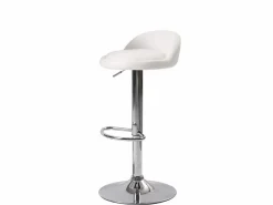 Kayelles Muebles De Bar|Taburete Alto * Lote de 2 taburetes de bar para cocina, asiento de cuero sintético, respaldo bajo, giratorio, altura ajustable, base de cromo SATI (blanco) Blanco / Plateado