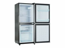 DripeX Electrodomésticos De Frío * 106L Silver+Negro Negra, con partición de vidrio y pies ajustables, 7 temperatura, -25 ~ 10 ℃, clase de eficiencia energética Plateado