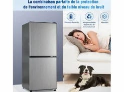 DripeX Electrodomésticos De Frío * 106L Silver+Negro Negra, con partición de vidrio y pies ajustables, 7 temperatura, -25 ~ 10 ℃, clase de eficiencia energética Plateado