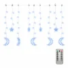 vidaxl Guirnalda Luminosa * Luces estrella y luna 138 LEDs azul con control remoto