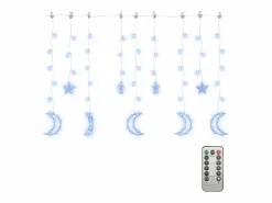 vidaxl Guirnalda Luminosa * Luces estrella y luna 138 LEDs azul con control remoto
