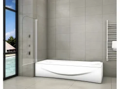 Mampara de bañera abatible-cristal templado 4mm con perfil gris mate-(690-700)x1400mm < Aica Sale