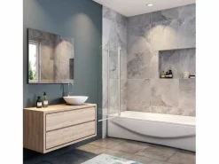 Mampara de bañera abatible-cristal templado 4mm con perfil gris mate-(1090-1100)x1400mm < Aica Clearance