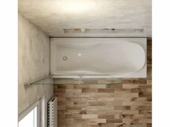 Aica Mampara De Bañera * Mampara de bañera abatible 2 hojas cristal antical 6mm plegable (1080-1100)x1400mm Transparente