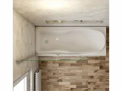 Mampara de bañera plegable-cristal antical 6mm con un toallero 300mm-(980-1000)x1400mm < Aica