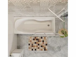 Mampara de bañera plegable-vidrio 4mm con perfil gris mate-2 hojas+panel lateral 700mm-(899-909)x(672-699)x1400mm < Aica Sale