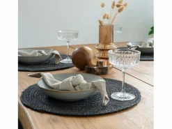 4 manteles individuales de yute trenzada oscuro Ø38 cm < House Nordic