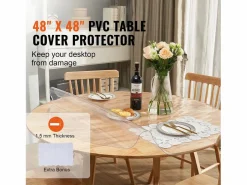 Mantel SucceBuy Protector de Mesa de PVC, Cubierta de Escritorio Redonda de Plástico de 123 cm, 1.5 mm de Grosor < Outlet
