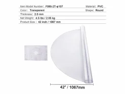 Mantel SucceBuy Protector de Mesa de PVC de 106 cm, Almohadilla de Escritorio Redonda de Plástico , 2 mm de Grosor < Clearance