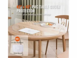 Mantel SucceBuy Protector de Mesa de PVC de 106 cm, Almohadilla de Escritorio Redonda de Plástico , 2 mm de Grosor < Clearance