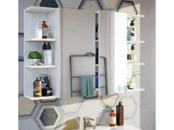 duehome Mueble De Pared Para Baño * Módulo camerino de 2 puertas con espejo Blanco