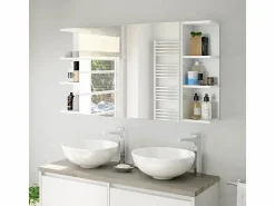 duehome Mueble De Pared Para Baño * Módulo camerino de 2 puertas con espejo Blanco