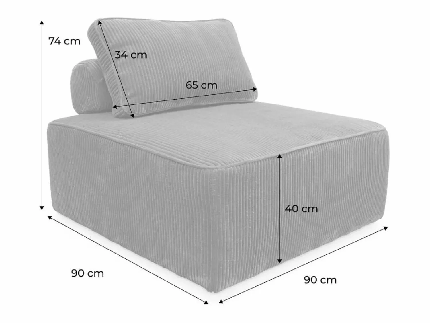 Módulo para sofá modular de pana, 1 plaza < Sweeek Discount