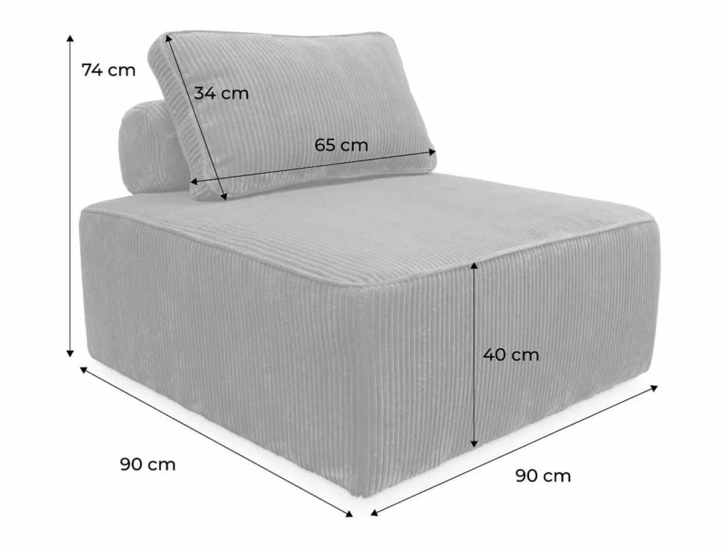 Módulo para sofá modular de pana, 1 plaza < Sweeek Discount