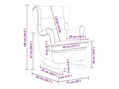 Mecedora con respaldo alto de terciopelo y madera maciza < vidaxl Clearance