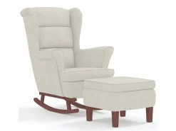 Mecedora con respaldo alto de terciopelo y madera maciza < vidaxl Outlet