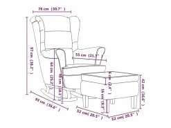 Mecedora con respaldo alto de terciopelo y madera maciza < vidaxl Outlet