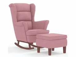 Mecedora con respaldo alto de terciopelo y madera maciza < vidaxl Outlet