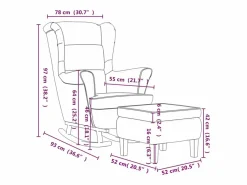 Mecedora con respaldo alto de terciopelo y madera maciza < vidaxl Outlet