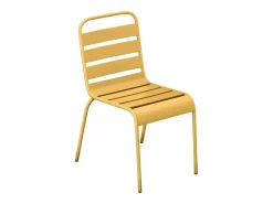 MYLIA Comedores De Jardín * Mesa y sillas de jardín de metal - una mesa D.110cm y 4 sillas - Amarillo - MIRMANDE Mostaza
