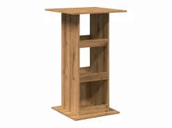 Clicnbuy Mueble Bar * Mesa alta bar con almacenaje madera roble artisian 60x60x102 cm Marru00f3n