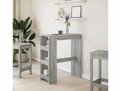 Clicnbuy Mueble Bar * Mesa alta bar con estantes madera Sonoma 90x47,5x103,5 cm Gris