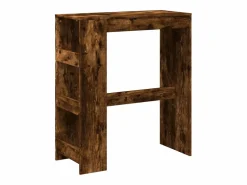 Clicnbuy Mueble Bar | Mesa alta bar con estantes roble ahumado 90x40x103,5 cm