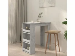 Clicnbuy Mueble Bar | Mesa alta con estante almacenaje hormigón 102x50x103,5 cm