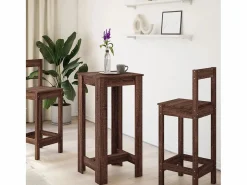 Clicnbuy Mesa Alta * Mesa alta de bar madera ingeniería marrón roble 51x50x103,5 cm Marru00f3n