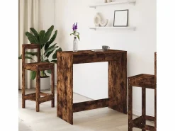Clicnbuy Mesa Alta * Mesa alta de bar madera ingeniería roble ahumado 102x50x103,5cm Marru00f3n