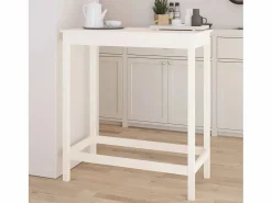 Clicnbuy Mesa Alta * Mesa alta de bar madera maciza de pino 100x50x110 cm Blanco