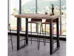 Mesa alta de comedor Loft diseño nórdico roble American/negro 100x120x70 cm < ADEC Outlet