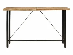 Clicnbuy Mueble Bar | Mesa alta de hierro y madera maciza de mango 180x70x107 cm