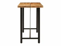 Clicnbuy Mueble Bar | Mesa alta de hierro y madera maciza de mango 180x70x107 cm