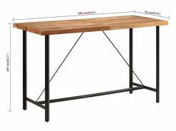 vidaxl Mesa Alta * Mesa alta de hierro y madera maciza de acacia 180x70x107 cm Color natural claro