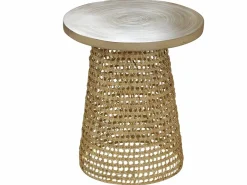 Casâme Mesa Auxiliar * Mesa auxiliar con tabla de bambú pata ratán Color natural claro