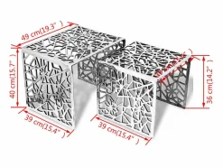 vidaxl Mesa Auxiliar * Mesa auxiliar cuadrada aluminio plateada 2 unidades Plateado